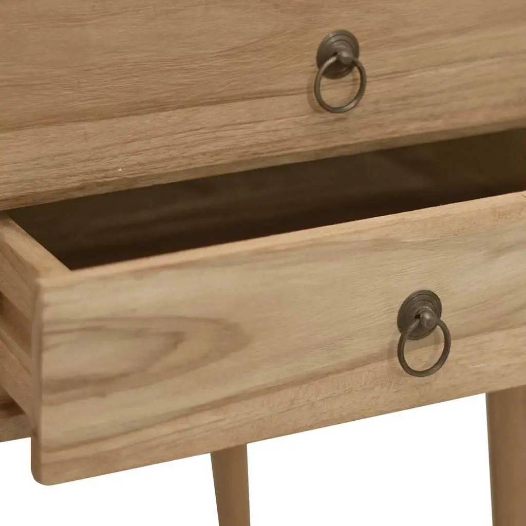 Brown Office Writing Table with 2 Drawers in Solid Wood