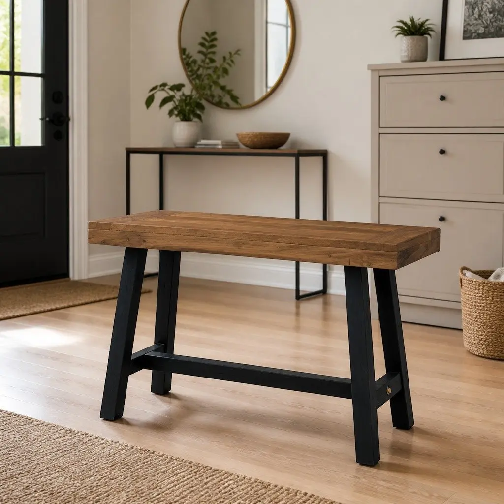 80cm Solid Teak Wood Bench for Dining and Hallways
