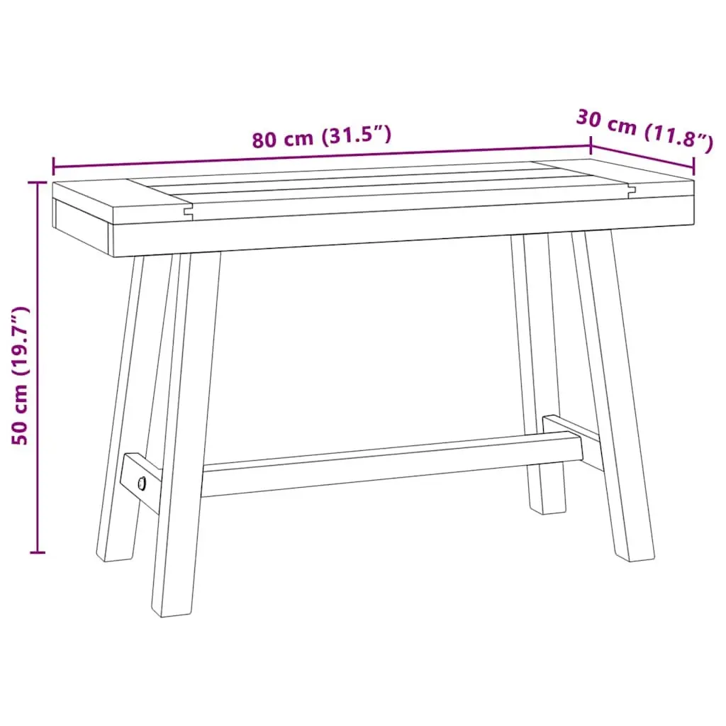 80cm Solid Teak Wood Bench for Dining and Hallways
