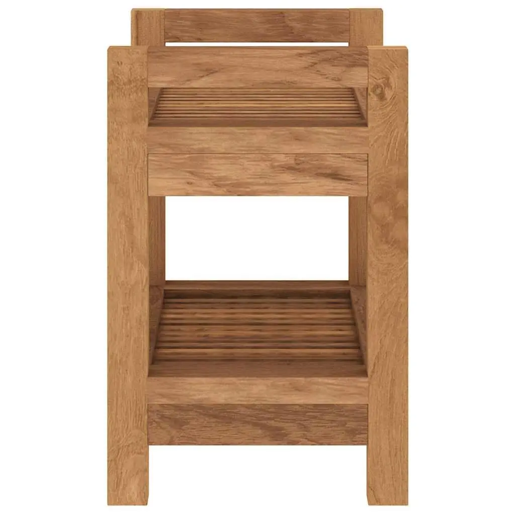 Teak Wood Bathroom Side Table with Storage Shelf