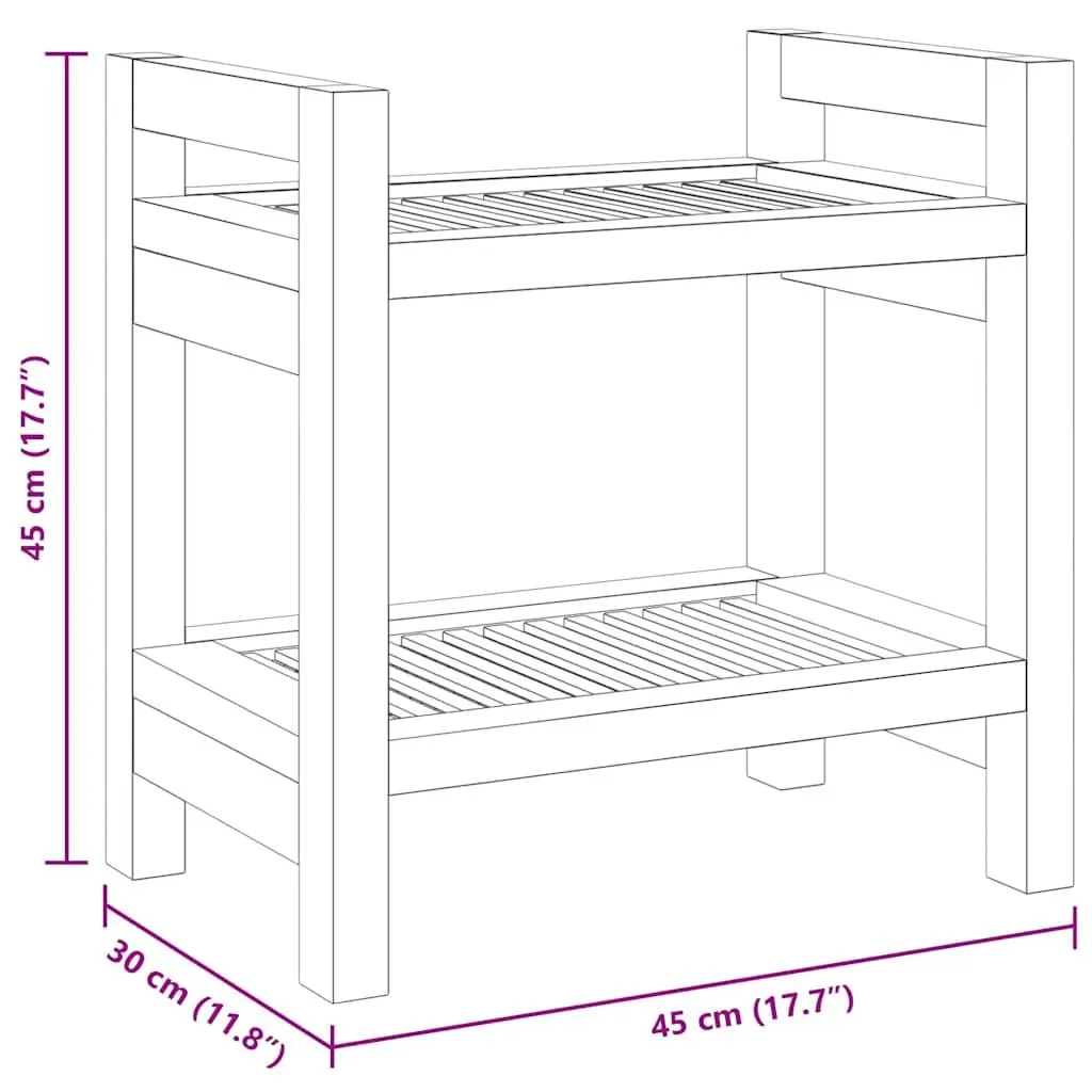 Teak Wood Bathroom Side Table with Storage Shelf