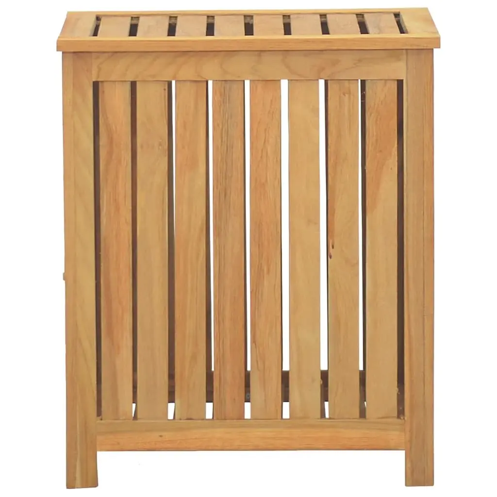 Laundry Basket Solid Wood Wash Bin Storage 50x35x60 cm Slatted Design Brown