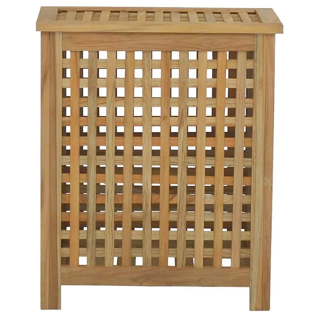 Laundry Basket Wash Bin 50x35x60 cm Solid Teak Wood Storage Brown