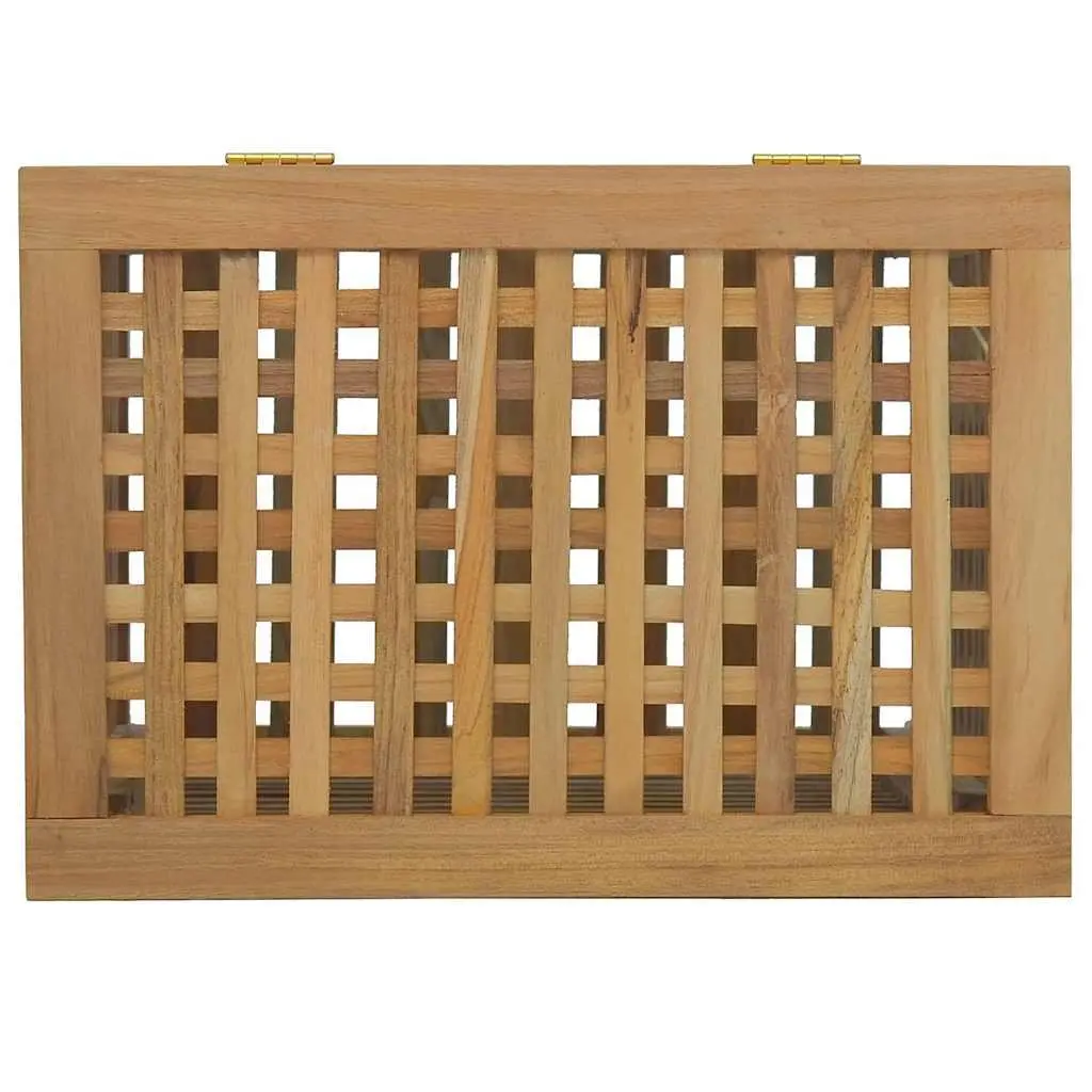 Laundry Basket Wash Bin 50x35x60 cm Solid Teak Wood Storage Brown