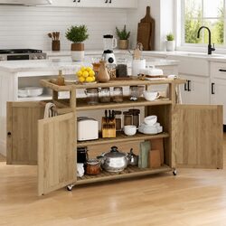 Stylish Bar Cart 120x50x90 cm with Solid Teak Wood Construction
