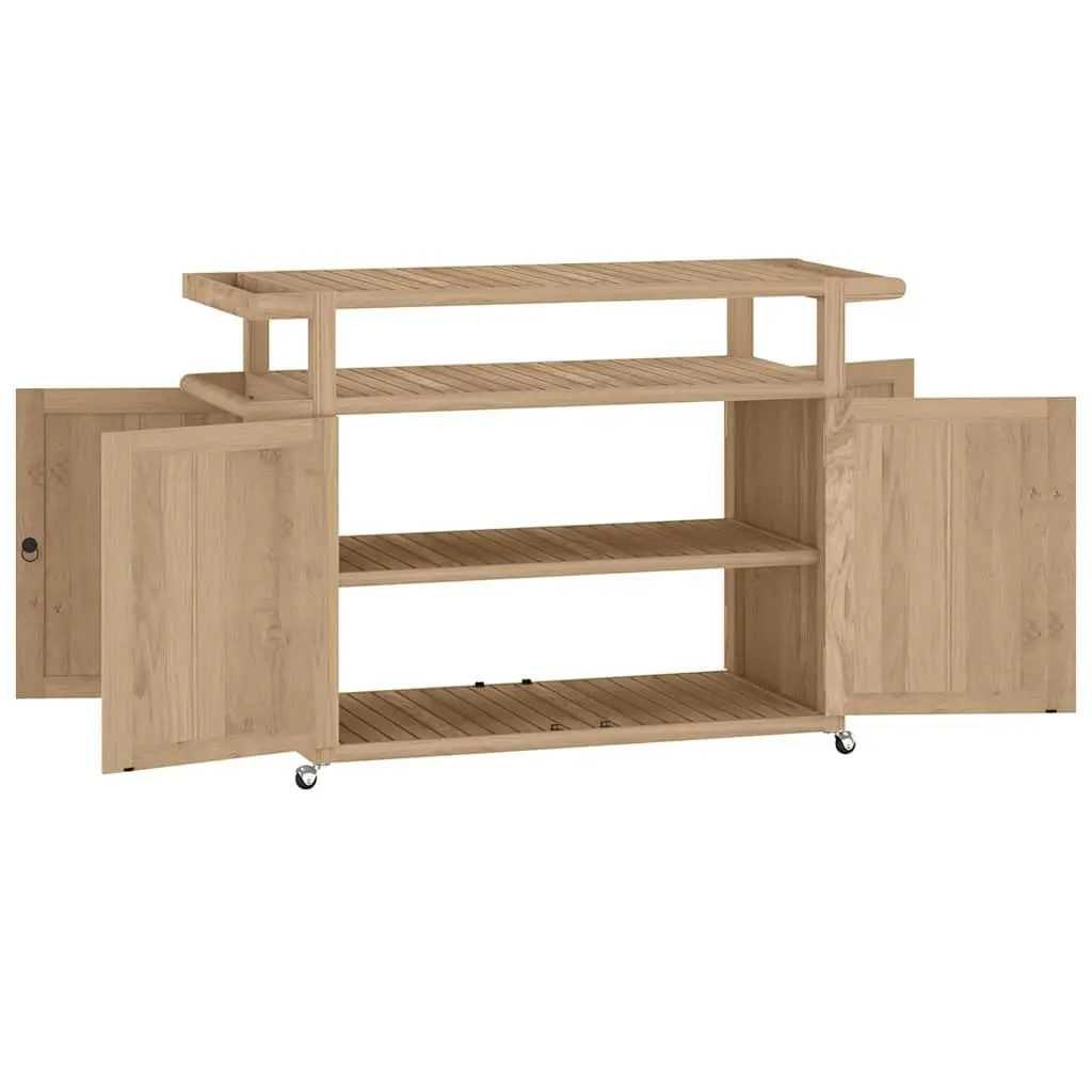 Bar Cart 120x50x90 cm with Solid Teak Wood Construction