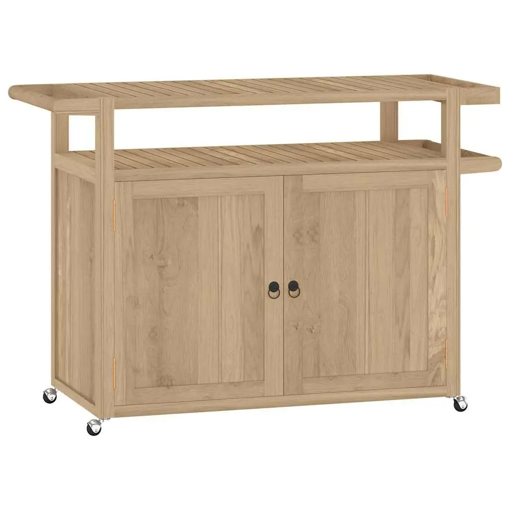 Bar Cart 120x50x90 cm with Solid Teak Wood Construction