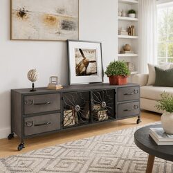 Durable Silver TV Cabinet with Wheels 110x30x40 cm