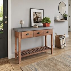 Elegant Console Table with Drawers and Shelf Storage