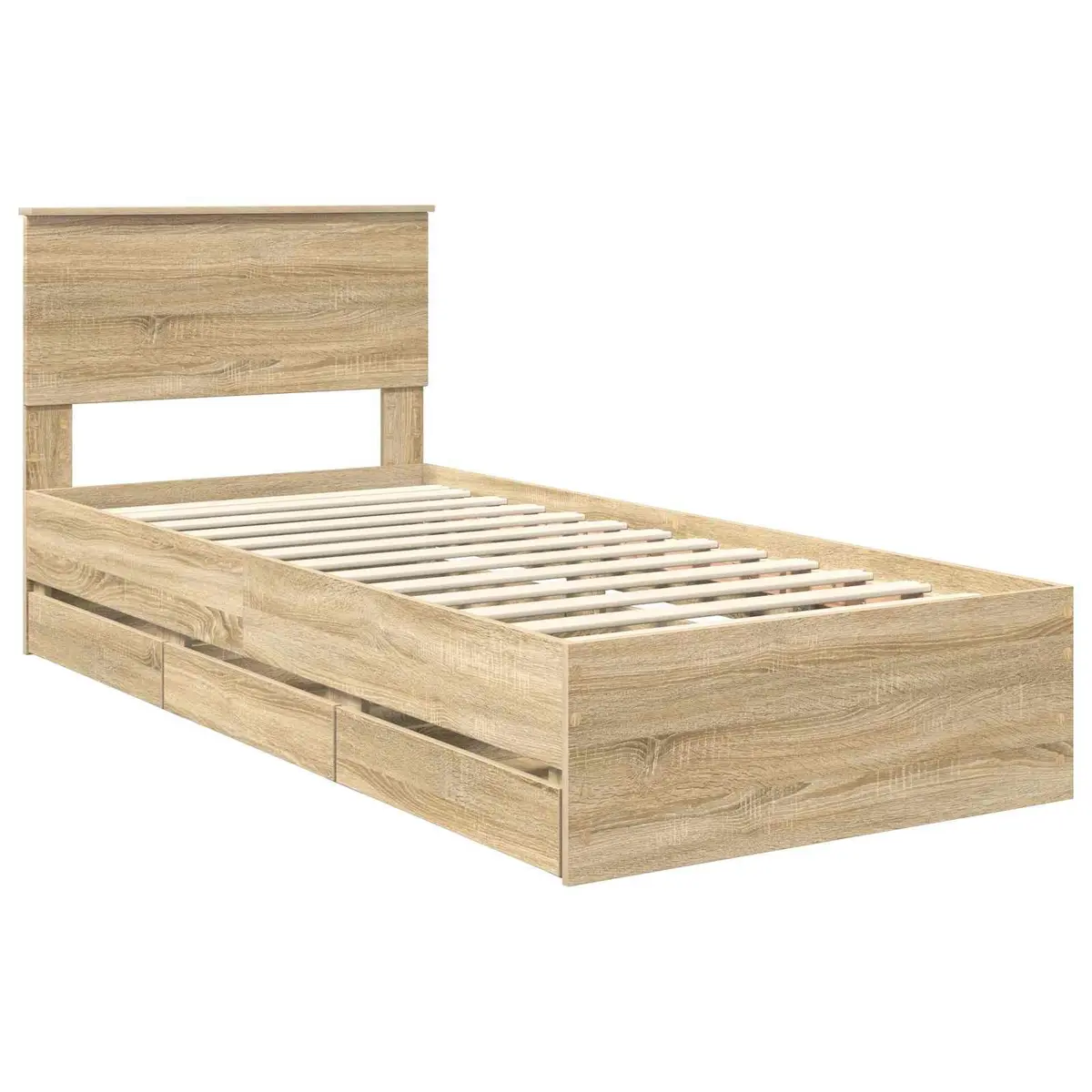 Bed Frame with Storage Drawer in Sonoma Oak