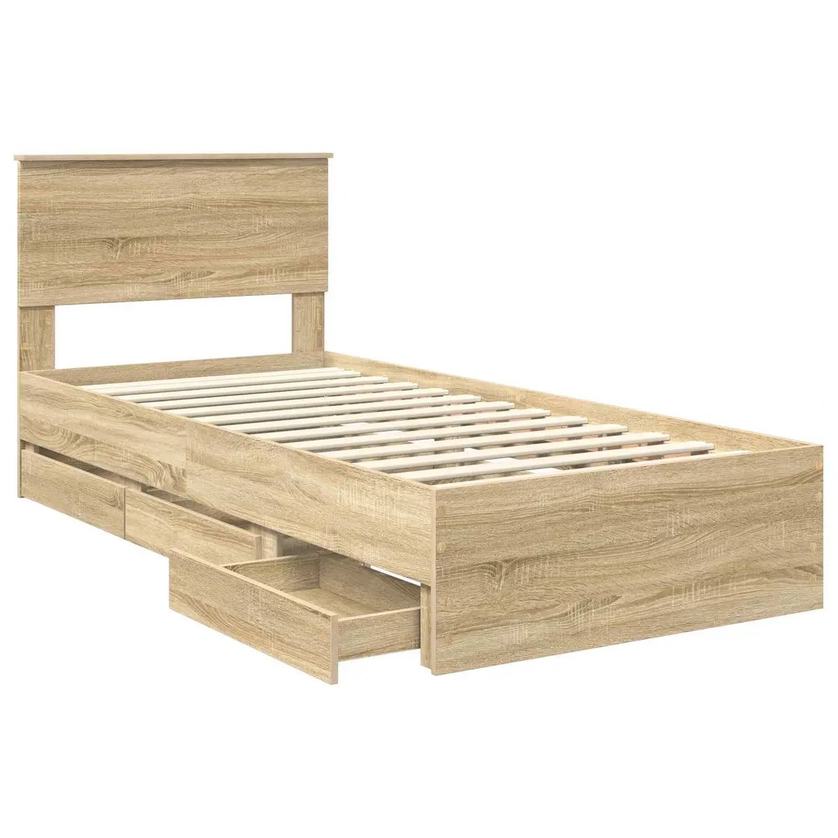 Bed Frame with Storage Drawer in Sonoma Oak