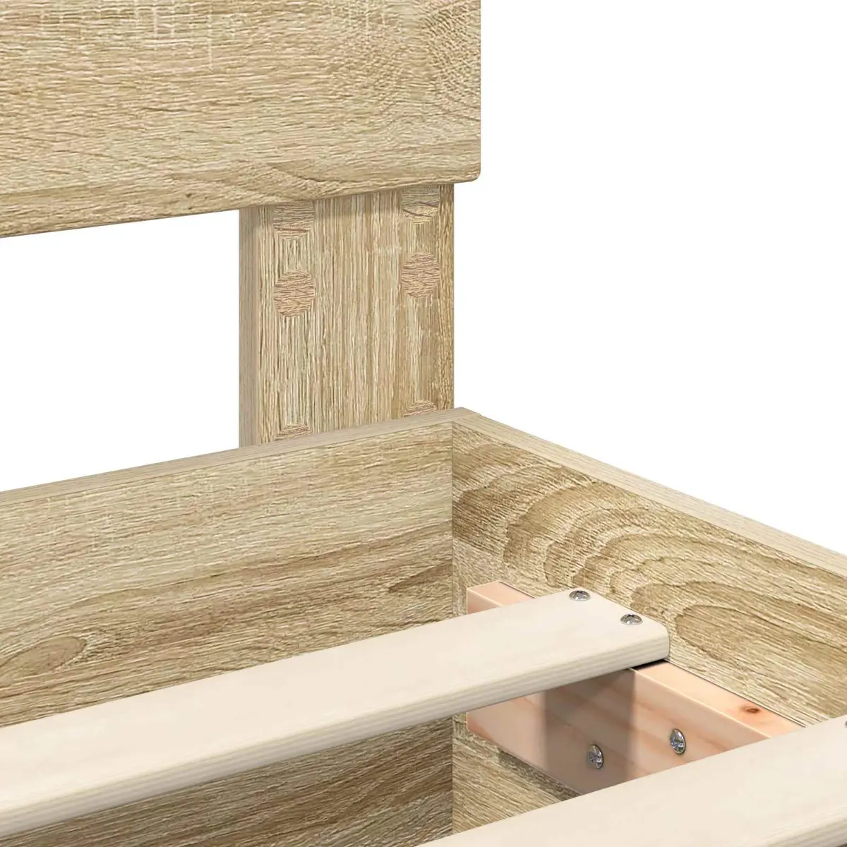 Brown Engineered Wood Bed Frame 150x200cm with LED Lights
