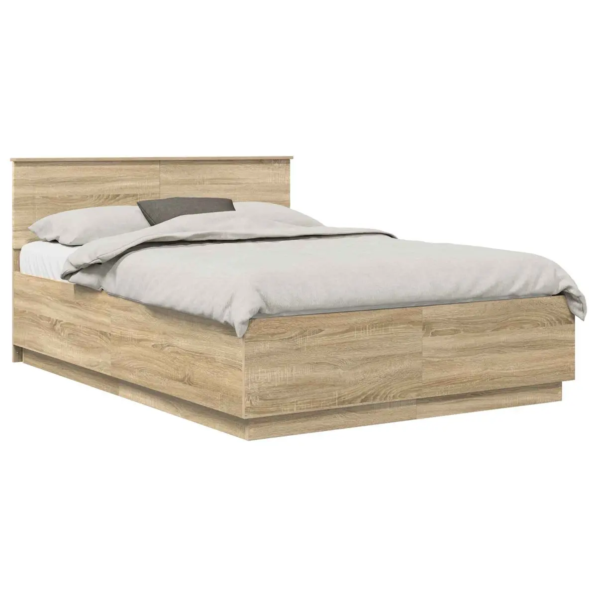 Brown Engineered Wood Bed Frame 150x200cm with LED Lights