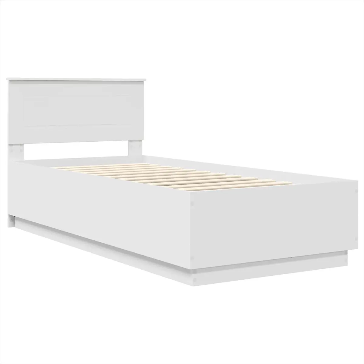 White Bed Frame with Adjustable Headboard 90 x 190 cm