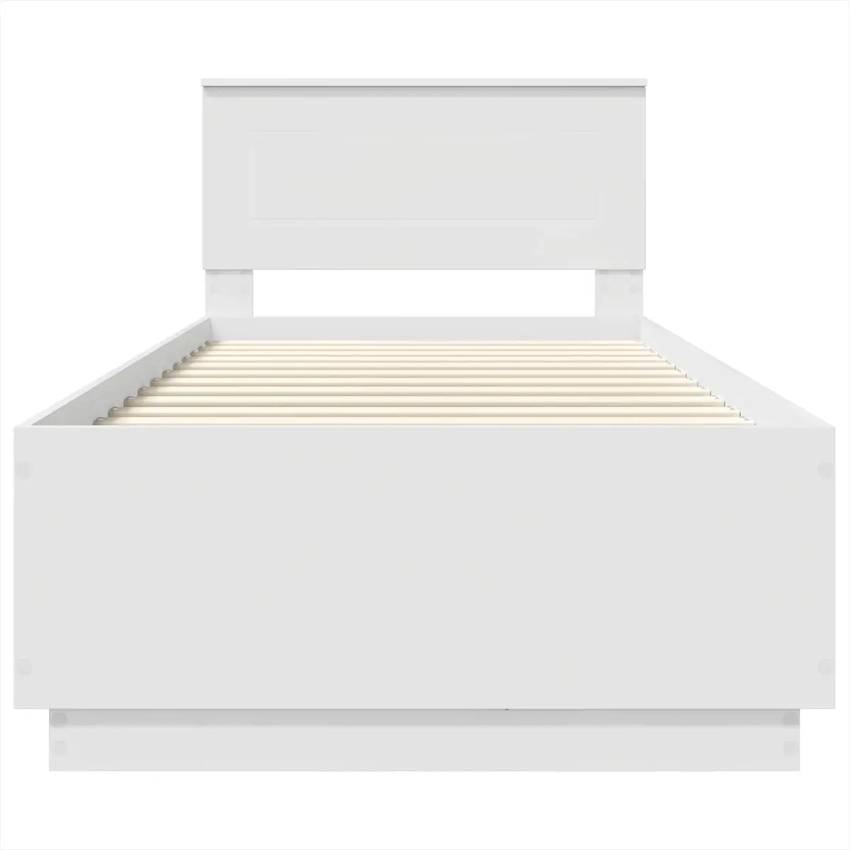 White Bed Frame with Adjustable Headboard 90 x 190 cm