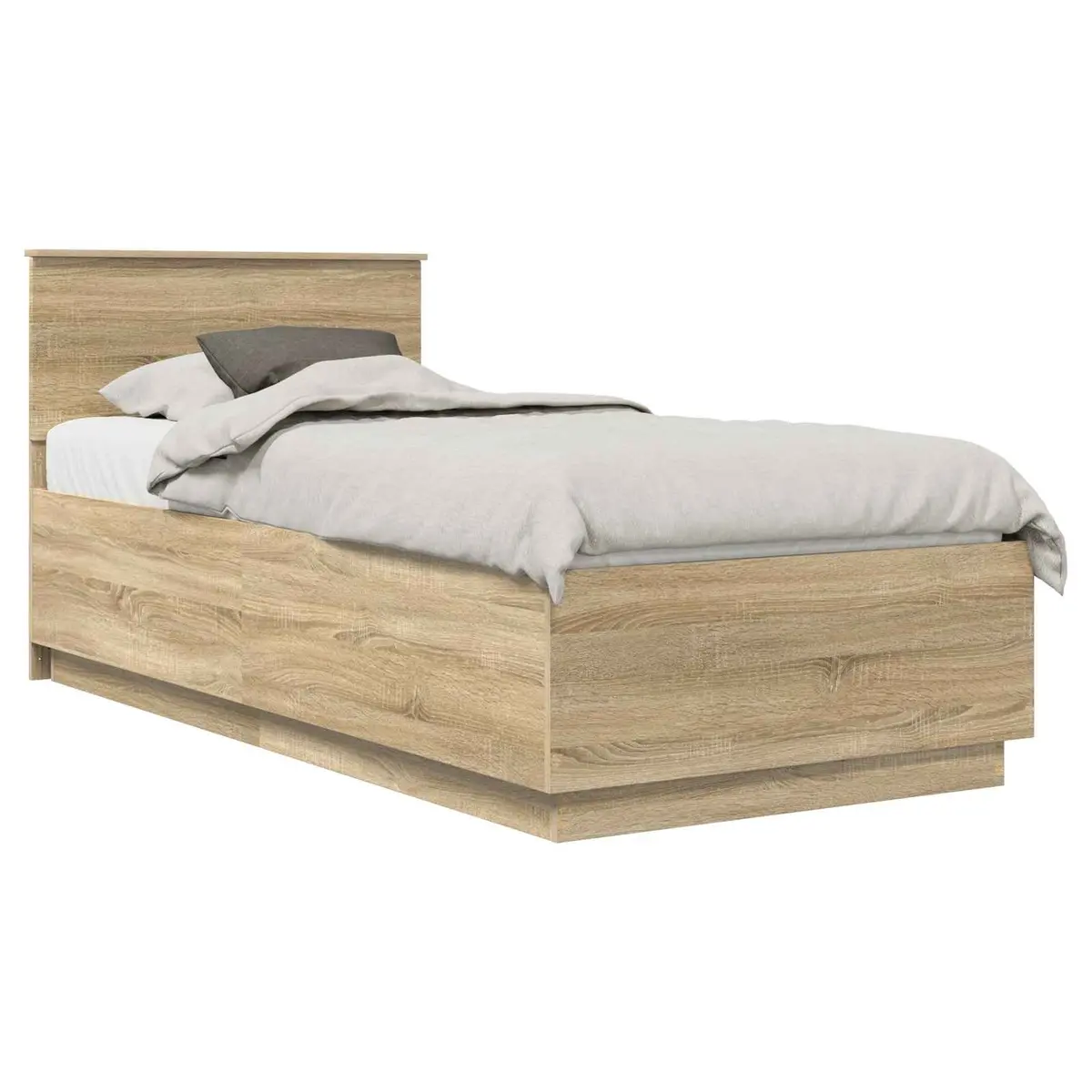Brown Bed Frame with Adjustable Headboard 90 x 190 cm