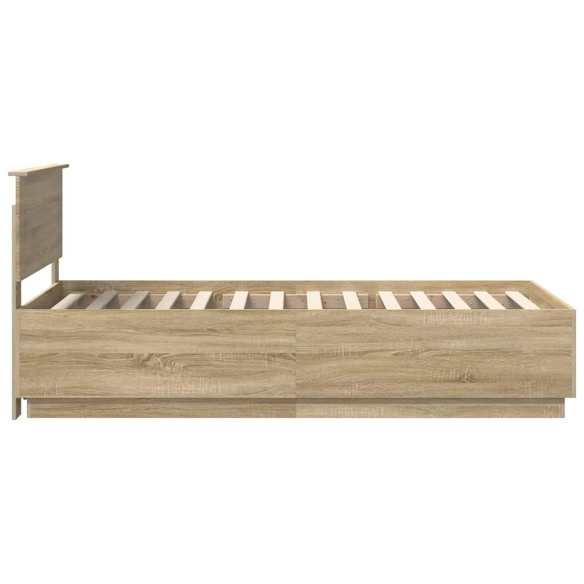Brown Bed Frame with Adjustable Headboard 90 x 190 cm