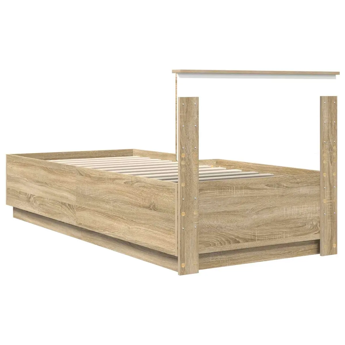Brown Bed Frame with Adjustable Headboard 90 x 190 cm