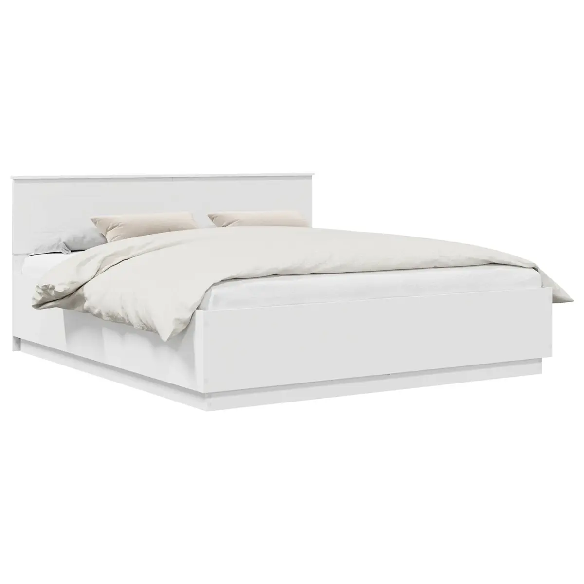 White Bed Frame with Adjustable Headboard 180 x 200 cm