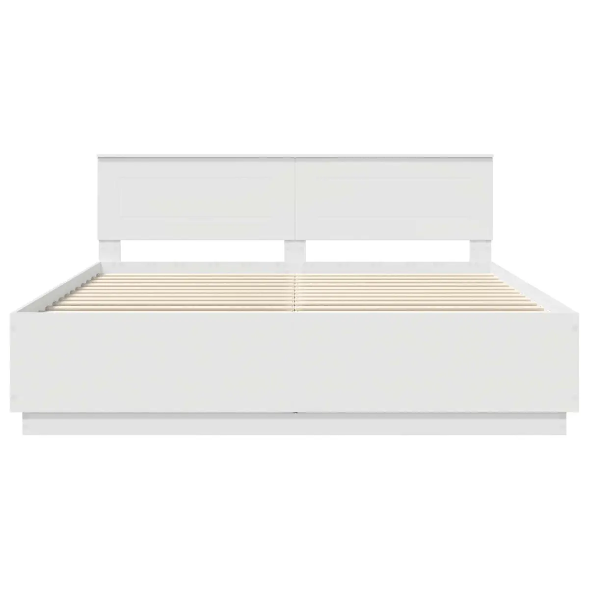 White Bed Frame with Adjustable Headboard 180 x 200 cm
