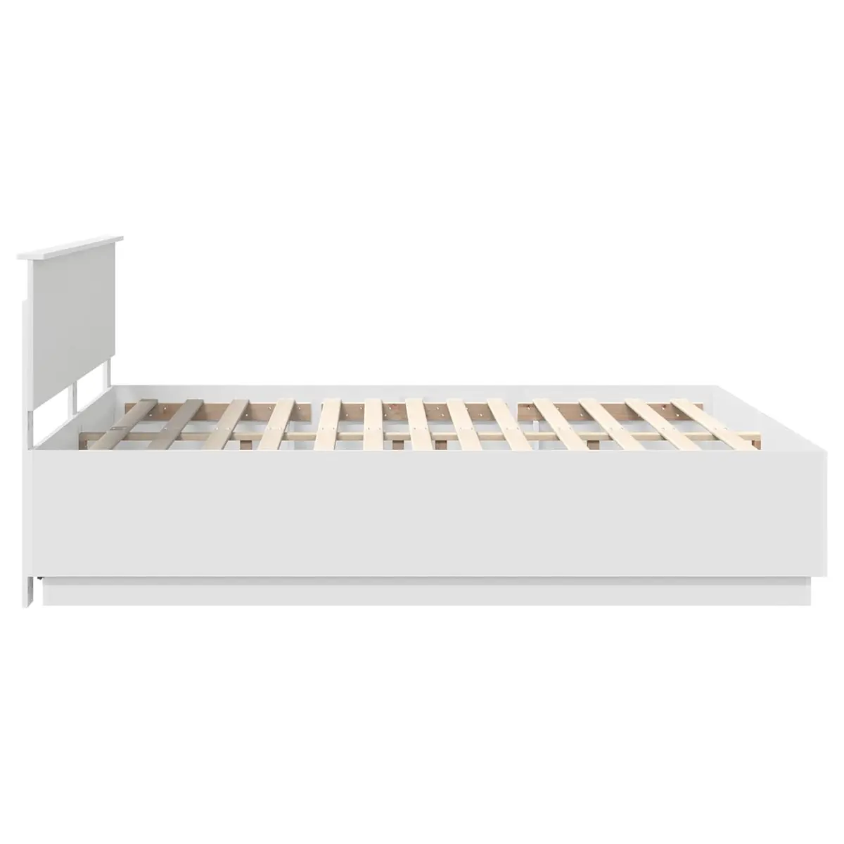 White Bed Frame with Adjustable Headboard 180 x 200 cm