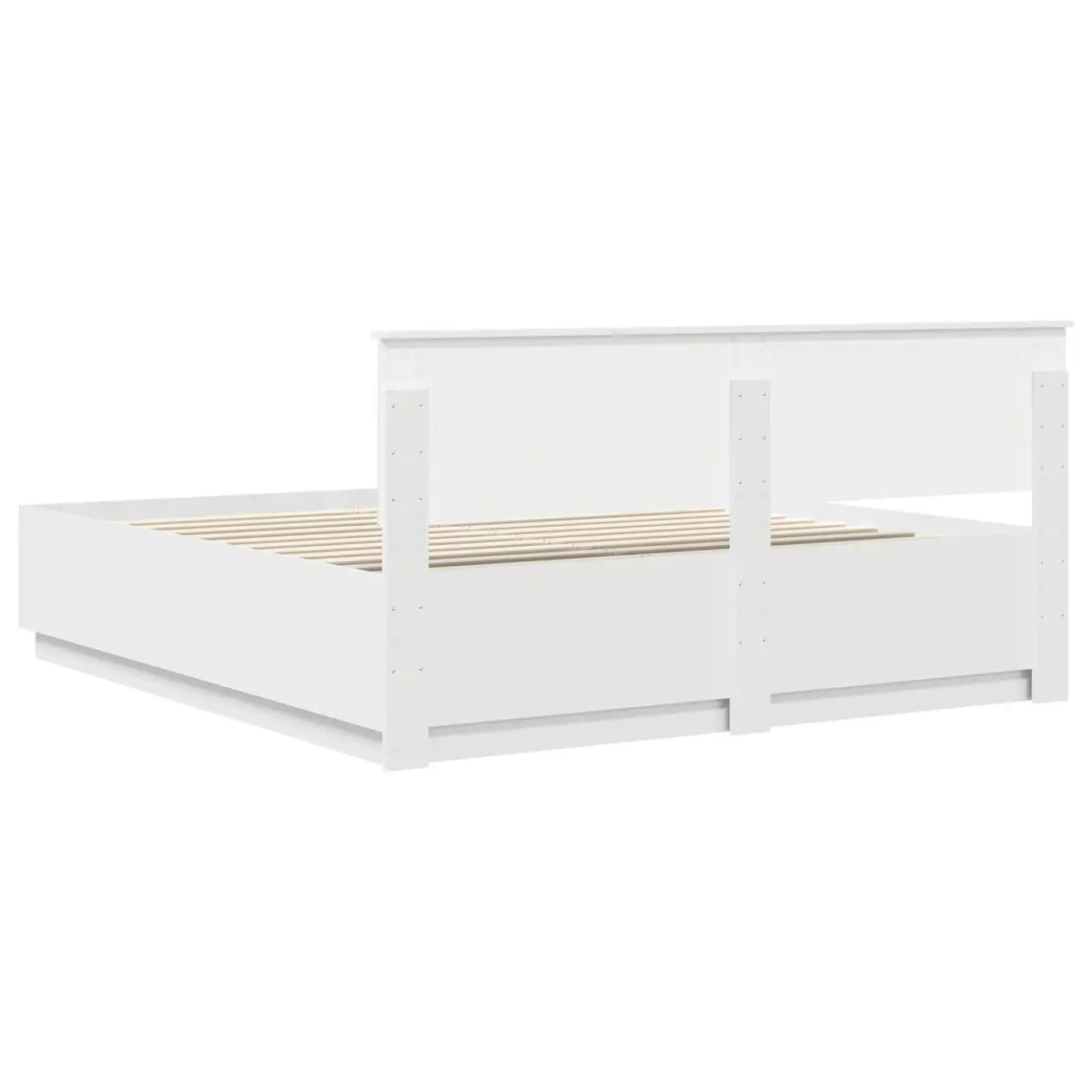 White Bed Frame with Adjustable Headboard 180 x 200 cm