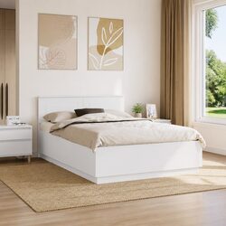 Bed Frame with Headboard White 150 x 200 cm Modern Engineered Wood