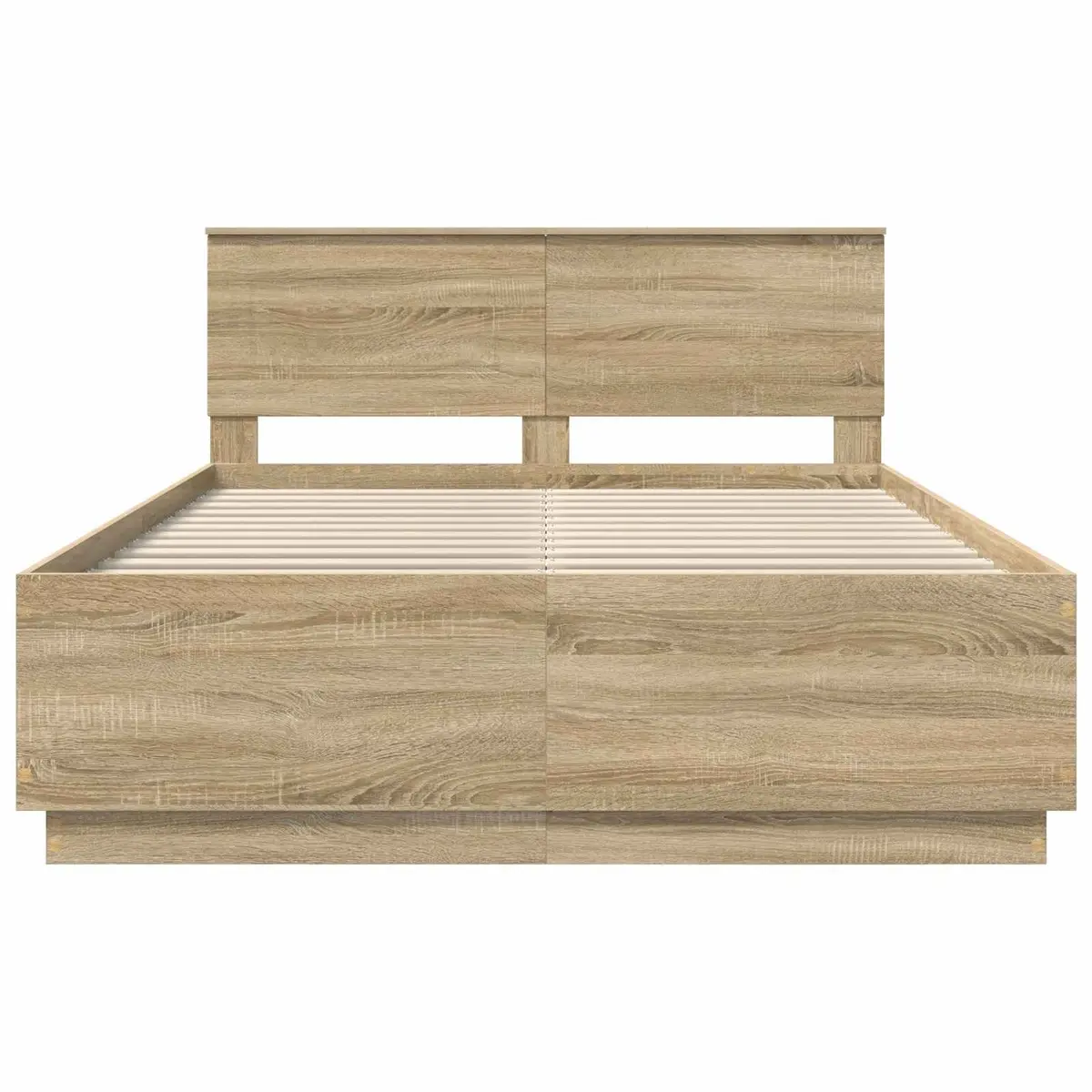 Brown Bed Frame with Wall-Mounted Headboard 150 x 200 cm