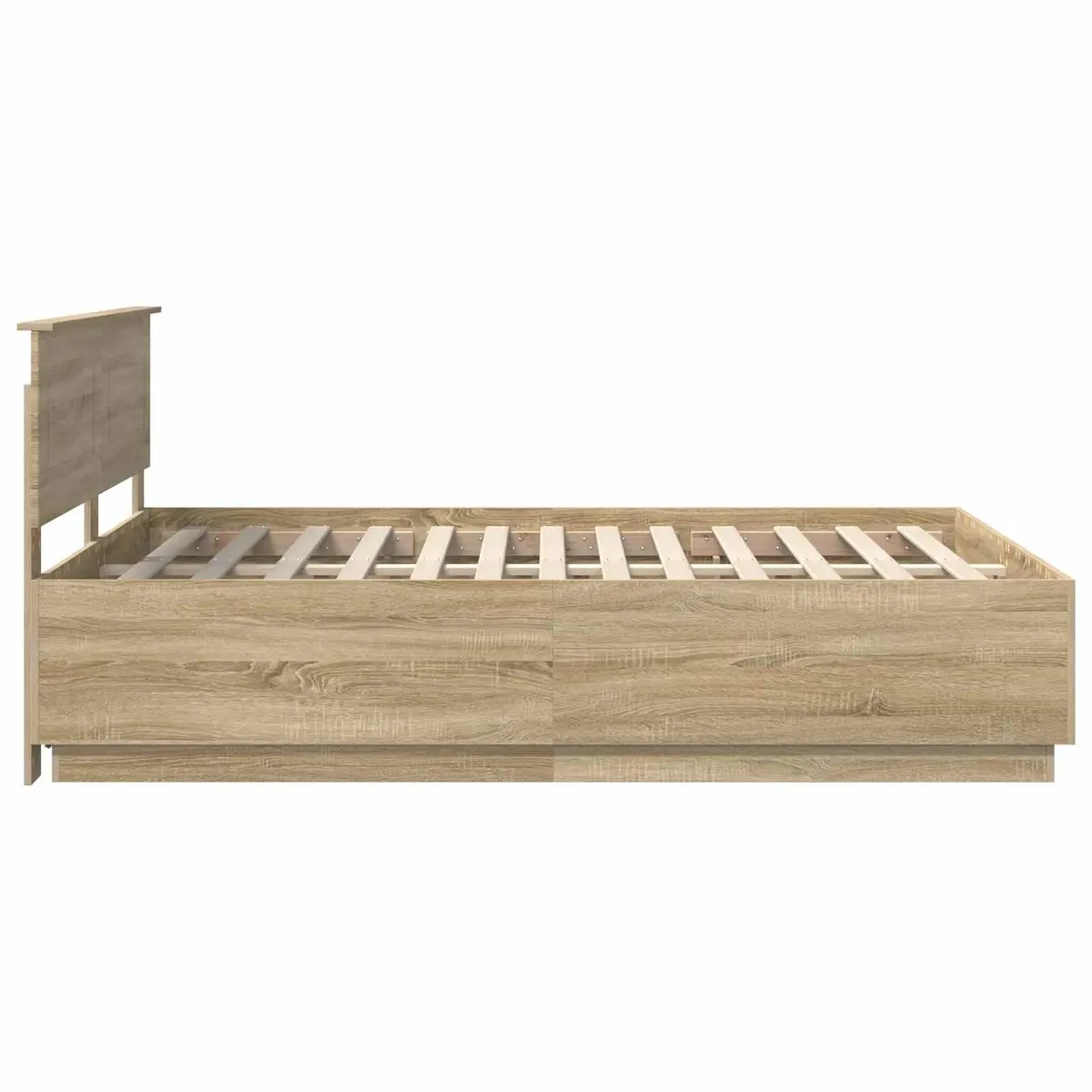 Brown Bed Frame with Wall-Mounted Headboard 150 x 200 cm
