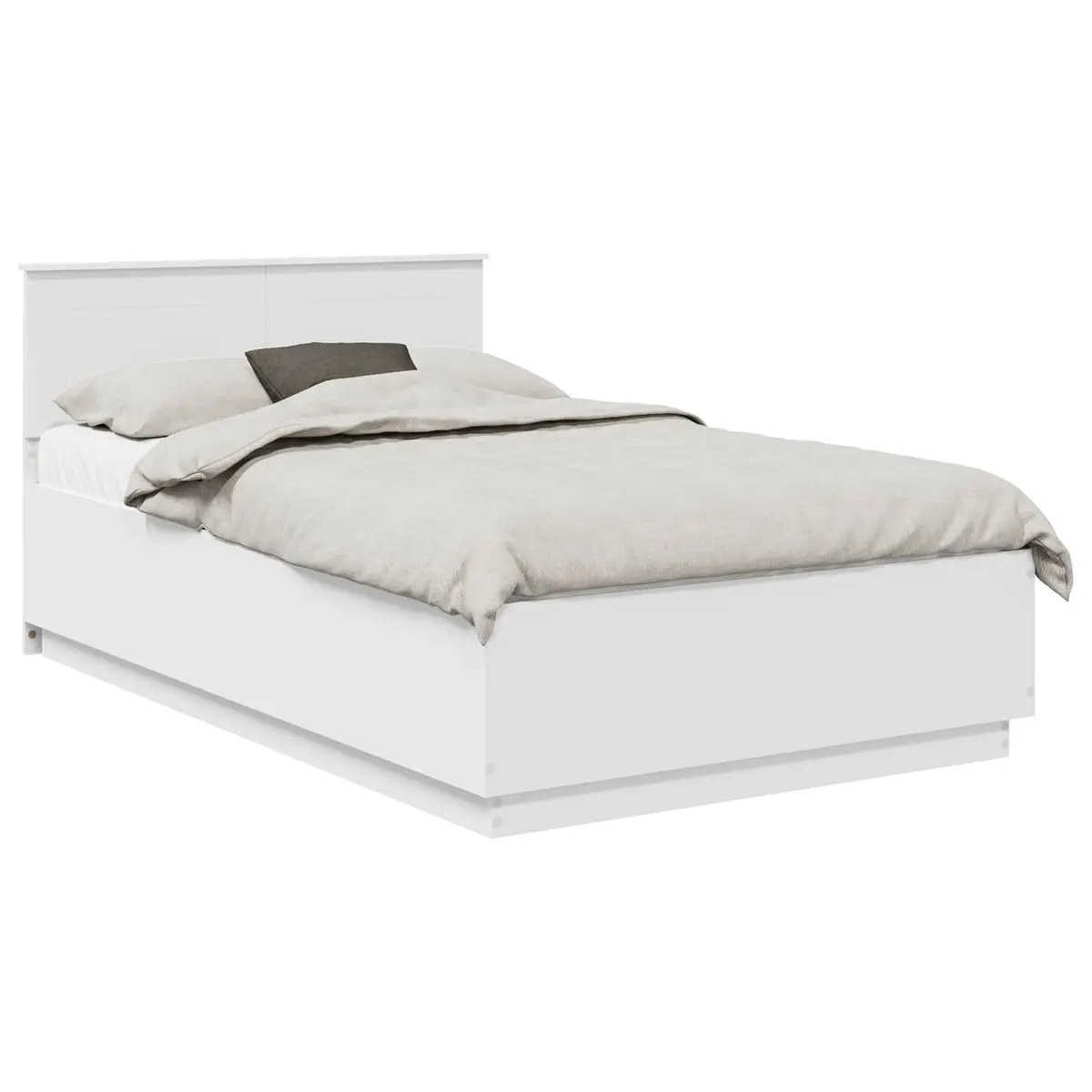 White Bed Frame with Adjustable Wall-Mounted Headboard 135 x 190 cm