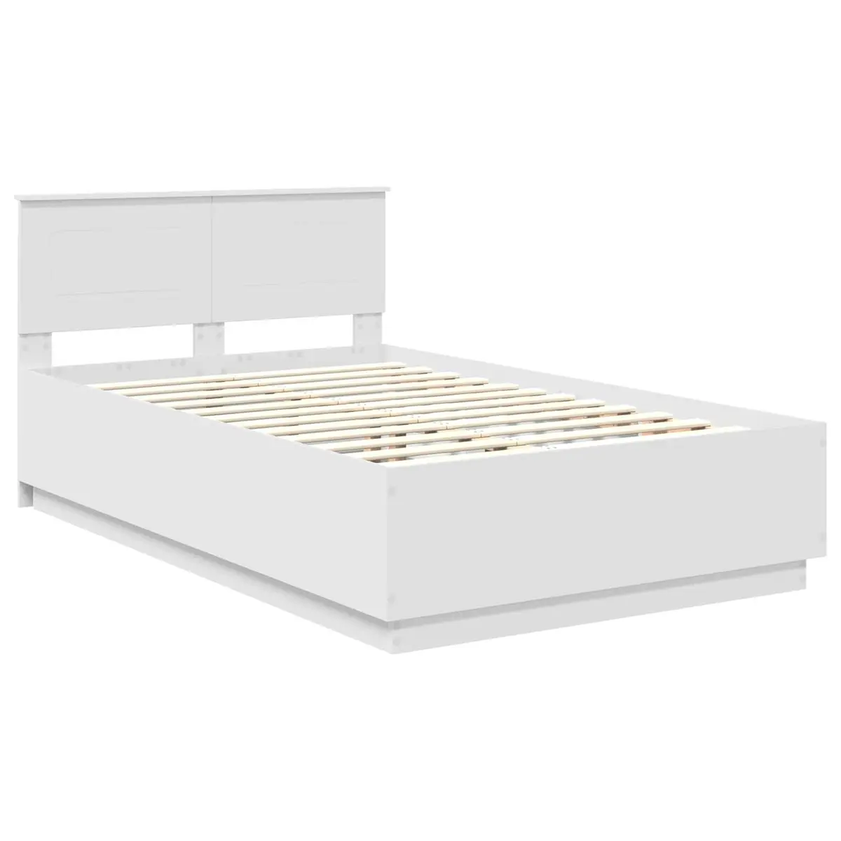 White Bed Frame with Adjustable Wall-Mounted Headboard 135 x 190 cm