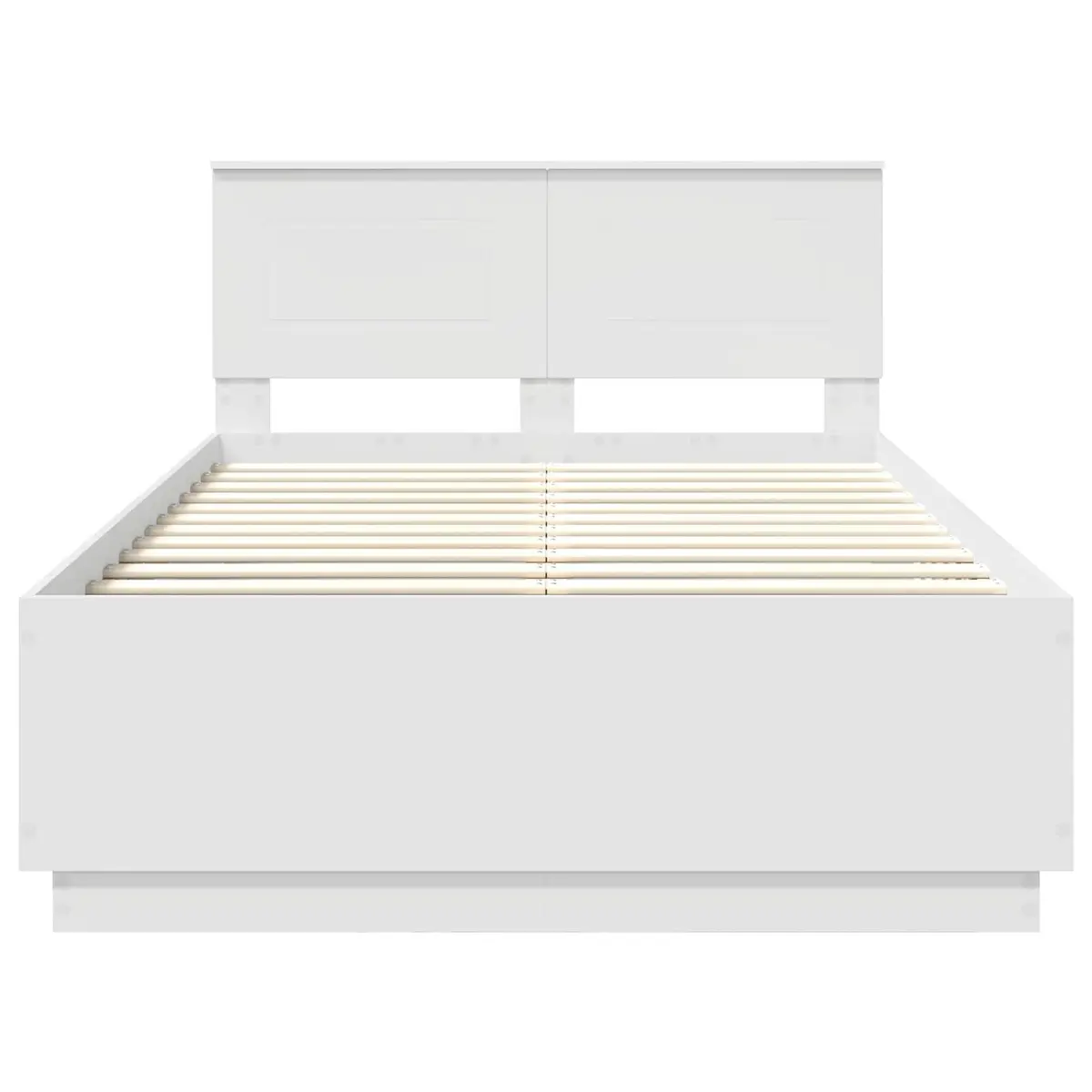 White Bed Frame with Adjustable Wall-Mounted Headboard 135 x 190 cm