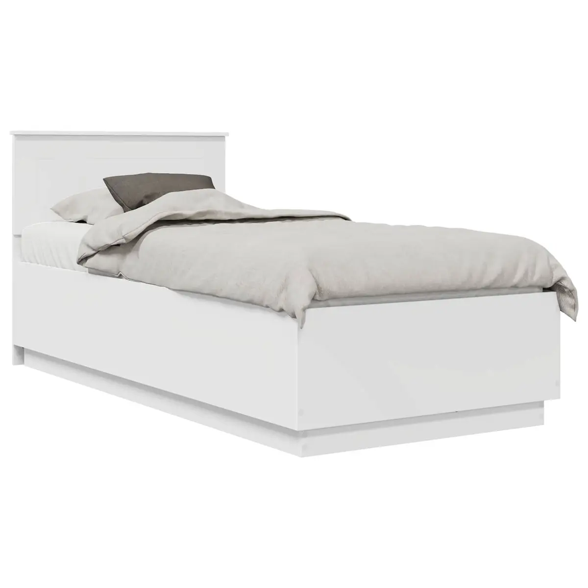 White Bed Frame with Adjustable Wall-Mounted Headboard