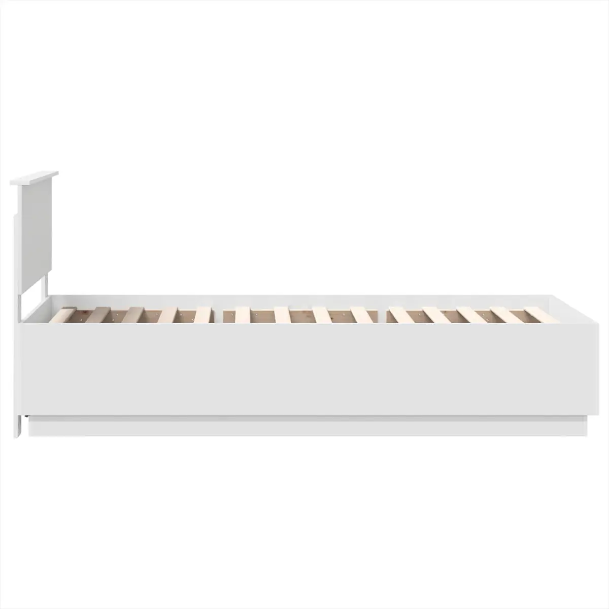 White Bed Frame with Adjustable Wall-Mounted Headboard