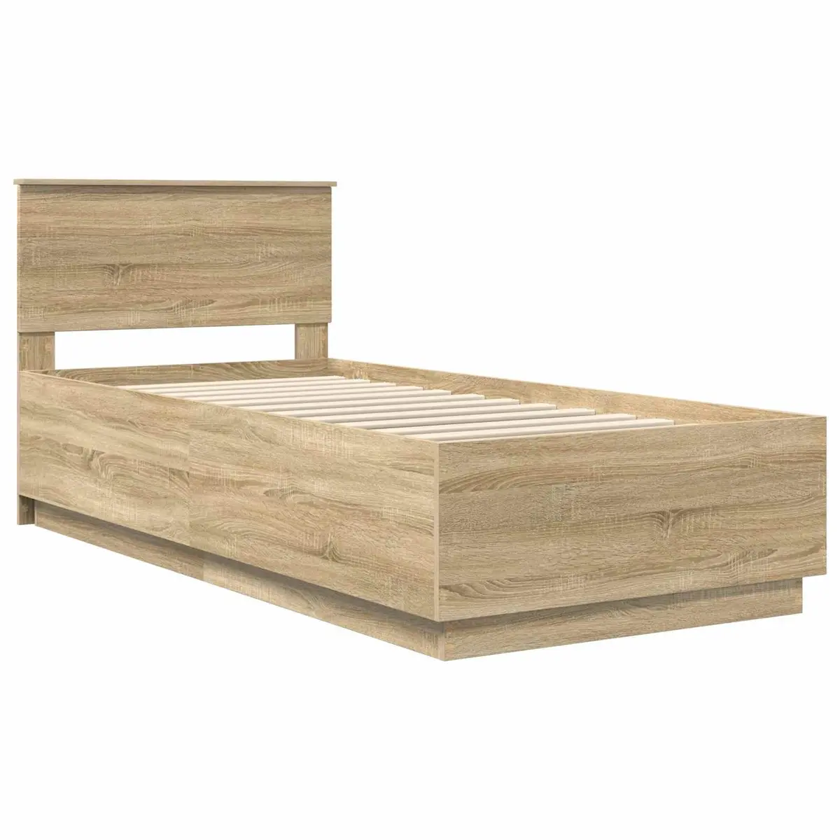 Bed Frame with Wall-Mounted Headboard