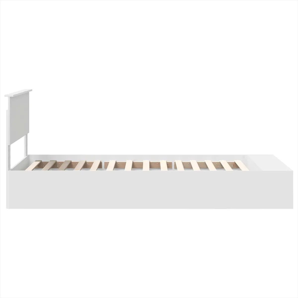 Bed Frame Engineered Wood 90 x 190 cm White Storage Headboard Adjustable Footboard