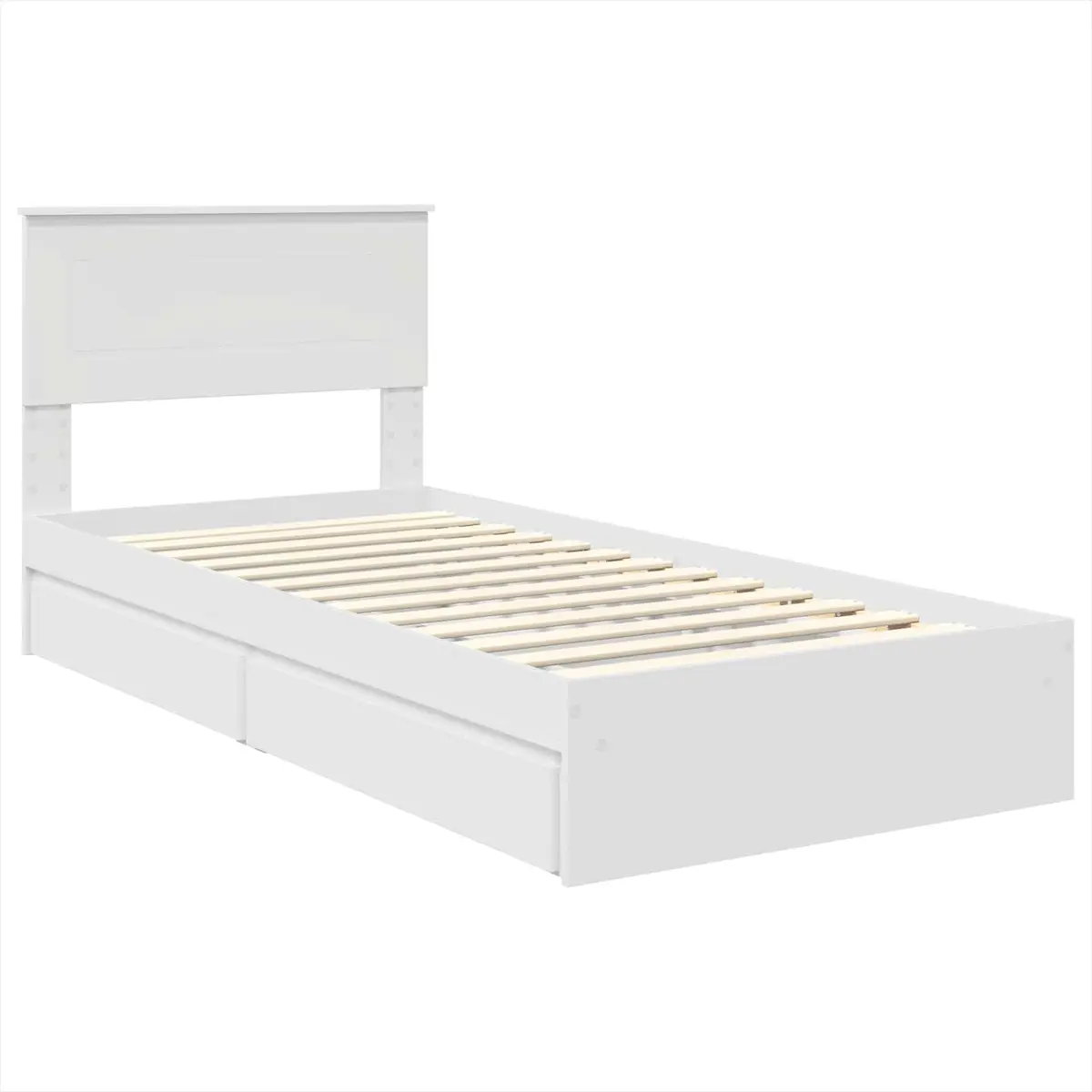 White Storage Bed Frame with Headboard 90 x 190 cm
