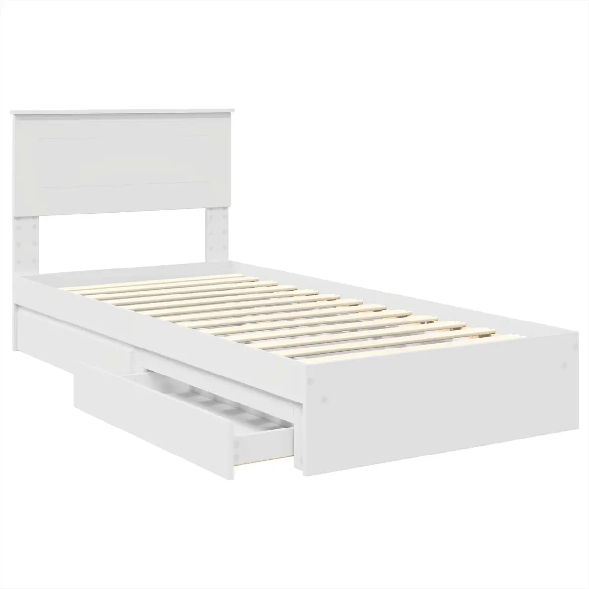 White Storage Bed Frame with Headboard 90 x 190 cm