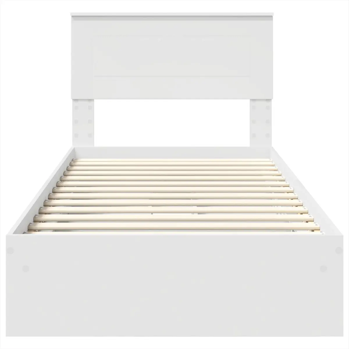 White Storage Bed Frame with Headboard 90 x 190 cm