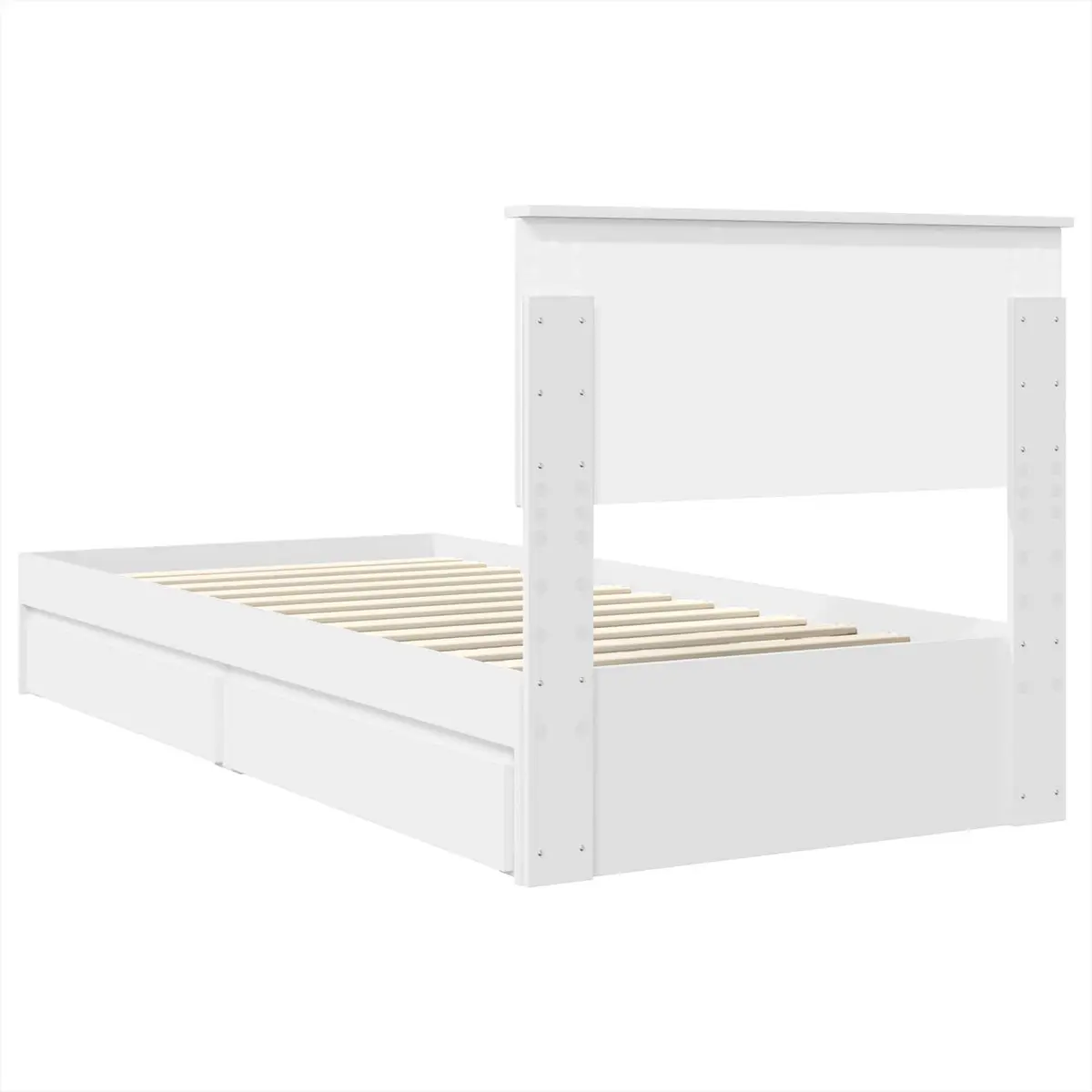 White Storage Bed Frame with Headboard 90 x 190 cm