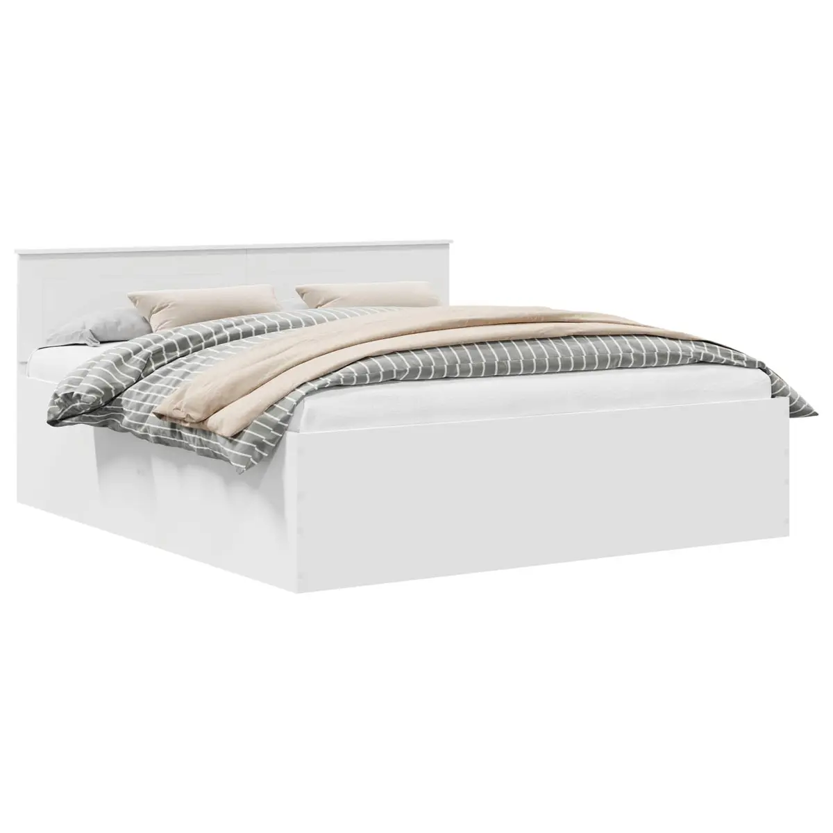 White Bed Frame with Headboard 180 x 200 cm