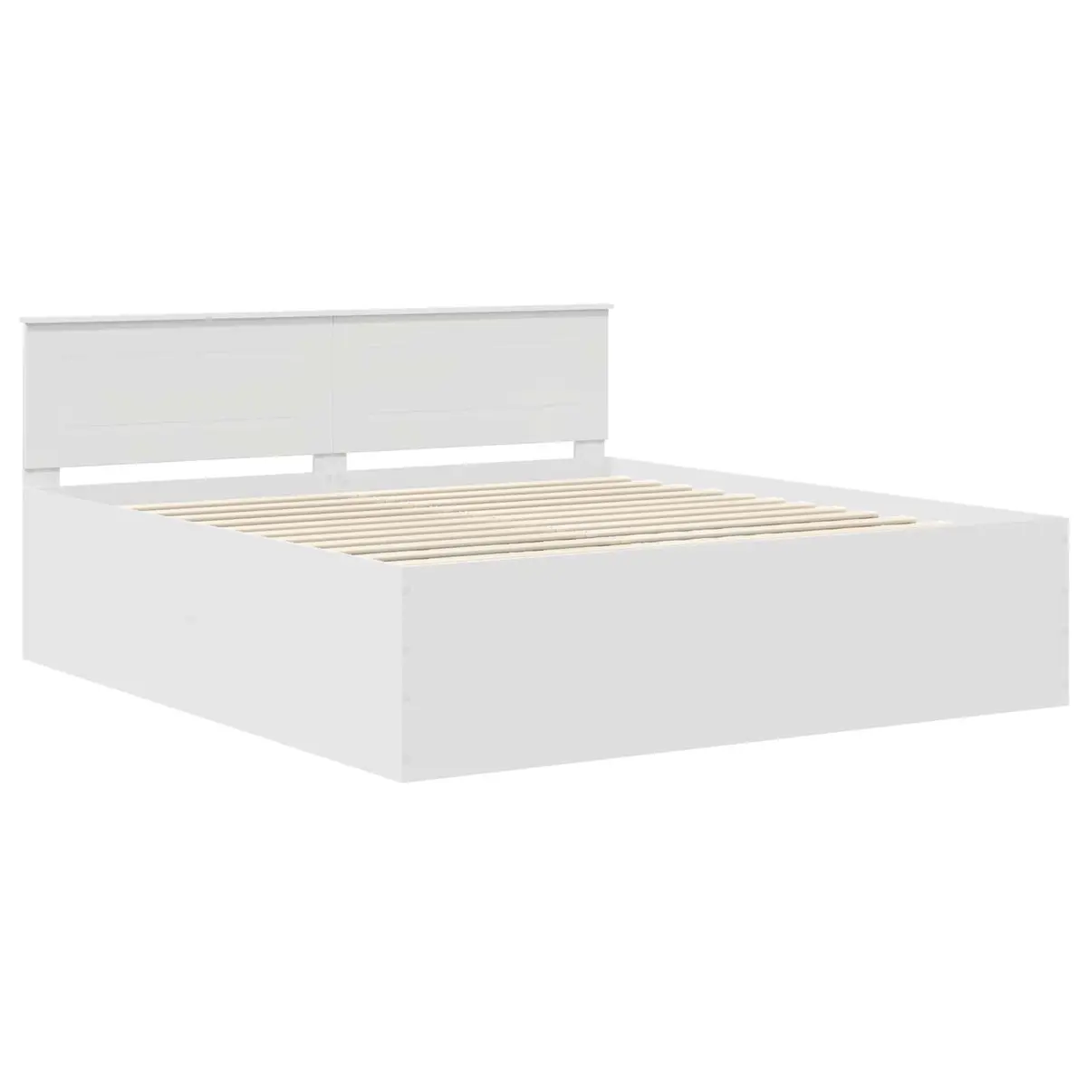 White Bed Frame with Headboard 180 x 200 cm