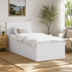 Premium White Bed Frame with Headboard 90 x 190 cm