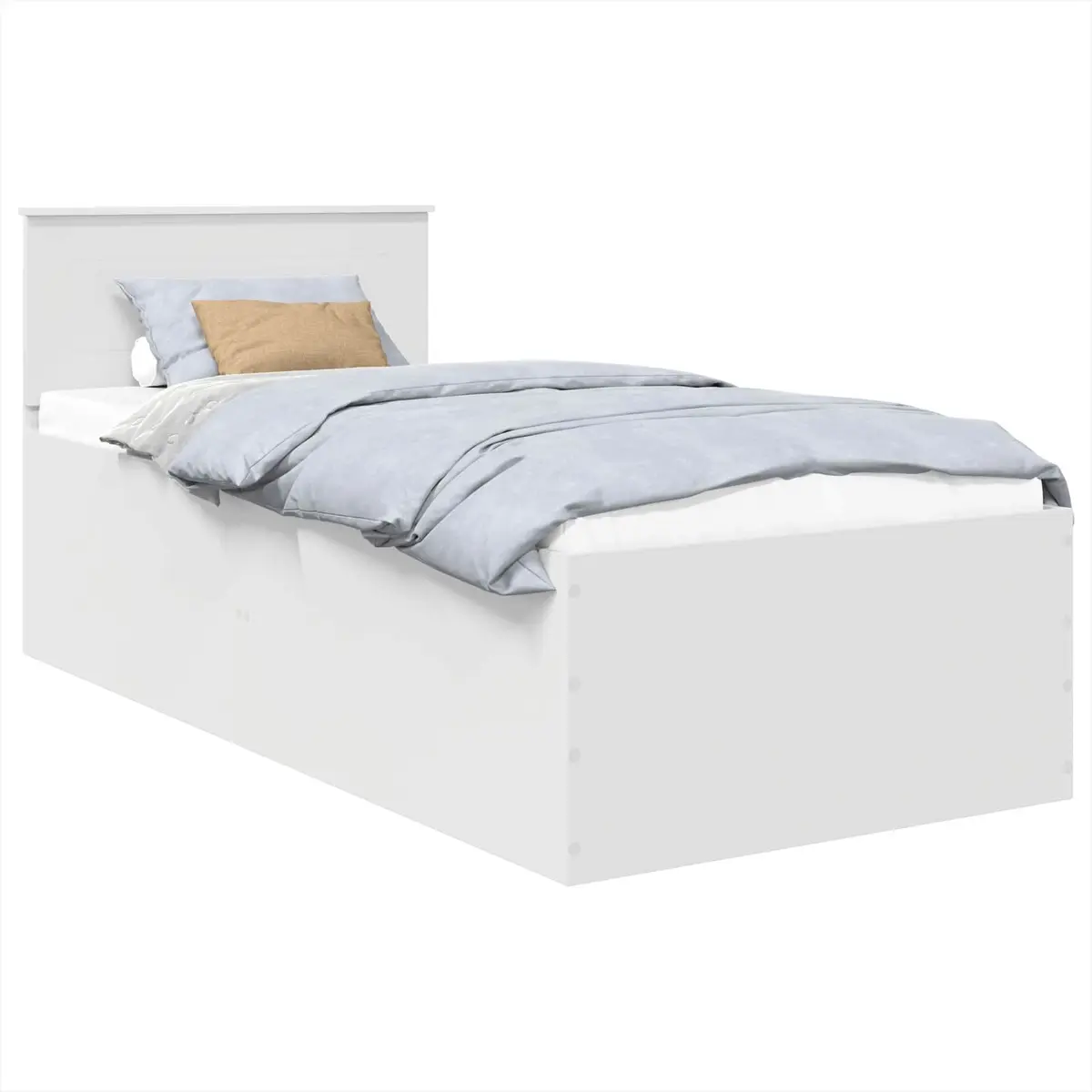 White Bed Frame with Headboard 90 x 190 cm