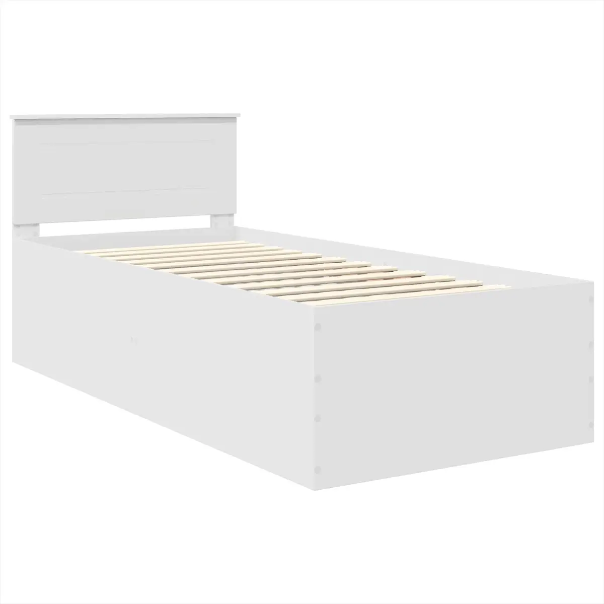 White Bed Frame with Headboard 90 x 190 cm