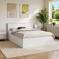 White Bed Frame with Headboard 150 x 200 cm for Comfort