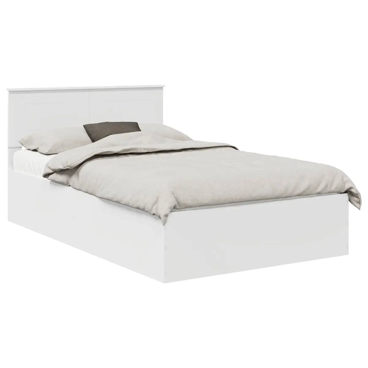 White Bed Frame with Headboard 135 x 190 cm