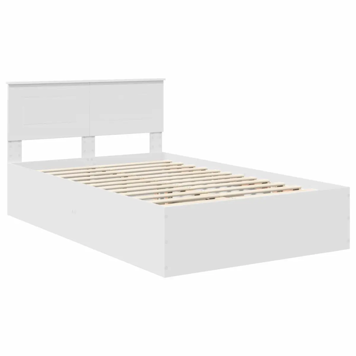 White Bed Frame with Headboard 135 x 190 cm