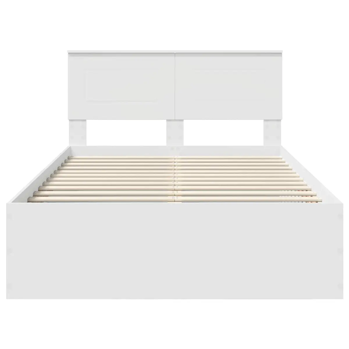 White Bed Frame with Headboard 135 x 190 cm