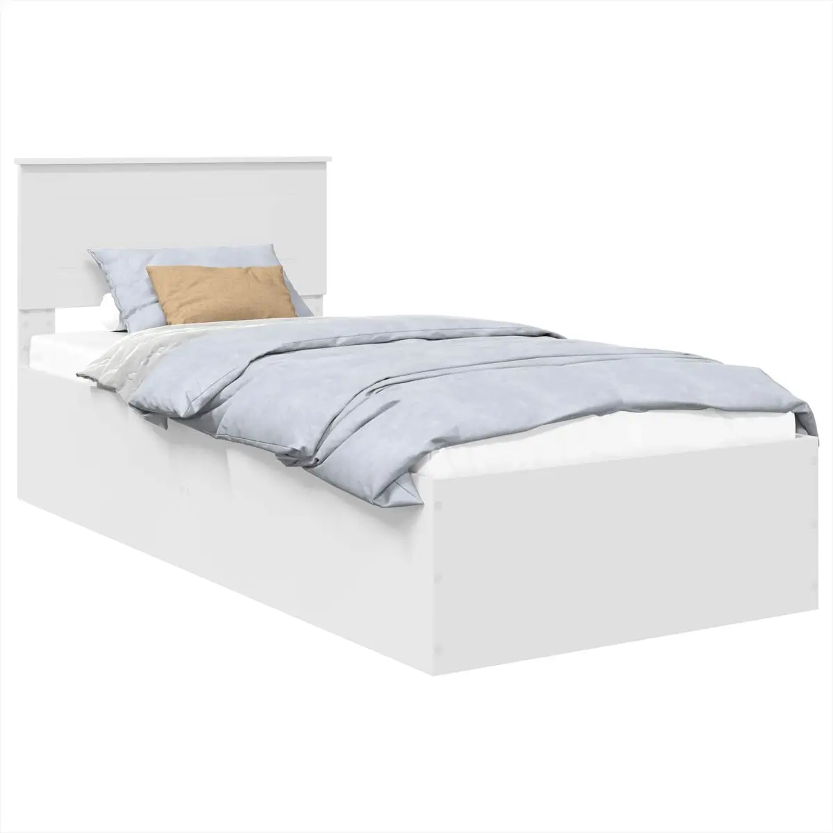 White Bed Frame with Headboard 90 x 190 cm